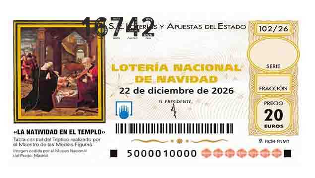 Décimo 16742 del sorteo 102-22/12/2026 Navidad