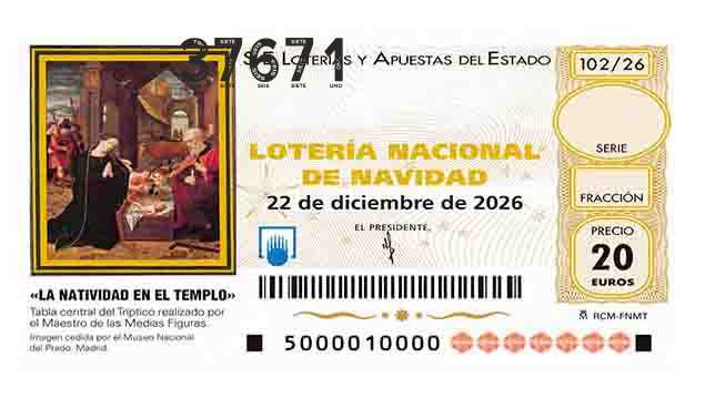 Décimo 37671 del sorteo 102-22/12/2026 Navidad