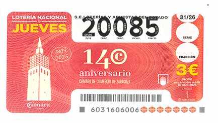 Décimo 20085 del sorteo 31-16/04/2026 Jueves