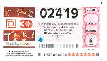 Décimo 02419 del sorteo 32-18/04/2026 Sábado