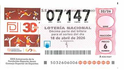 Décimo 07147 del sorteo 32-18/04/2026 Sábado