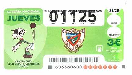 Décimo 01125 del sorteo 33-23/04/2026 Jueves