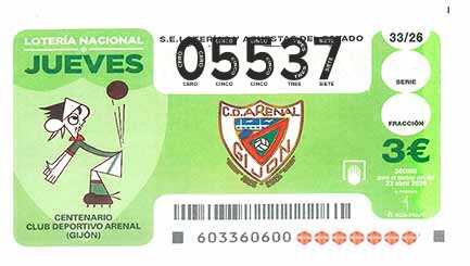 Décimo 05537 del sorteo 33-23/04/2026 Jueves