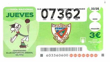 Décimo 07362 del sorteo 33-23/04/2026 Jueves