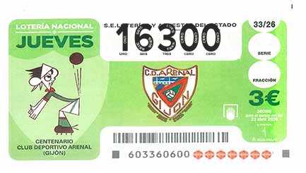 Décimo 16300 del sorteo 33-23/04/2026 Jueves