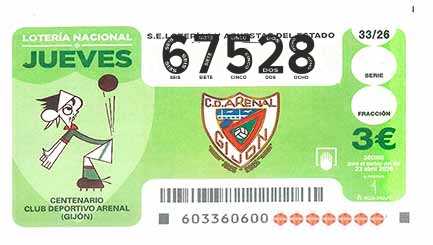 Décimo 67528 del sorteo 33-23/04/2026 Jueves