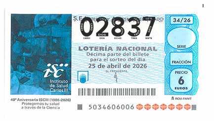 Décimo 02837 del sorteo 34-25/04/2026 Sábado