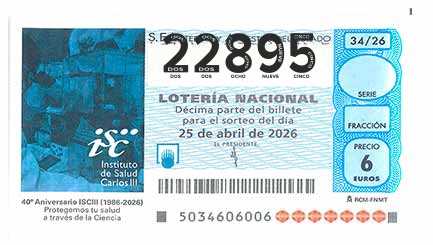 Décimo 22895 del sorteo 34-25/04/2026 Sábado