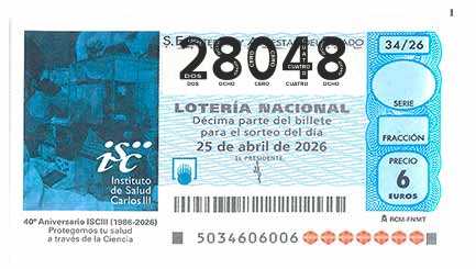 Décimo 28048 del sorteo 34-25/04/2026 Sábado