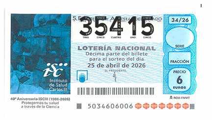 Décimo 35415 del sorteo 34-25/04/2026 Sábado