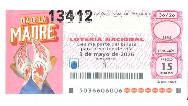 Décimo 13412 del sorteo 36-03/05/2026 Sábado