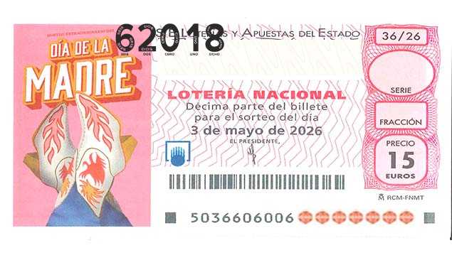 Décimo 62018 del sorteo 36-03/05/2026 Sábado