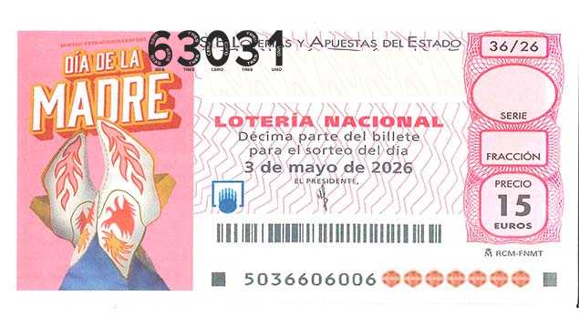 Décimo 63031 del sorteo 36-03/05/2026 Sábado