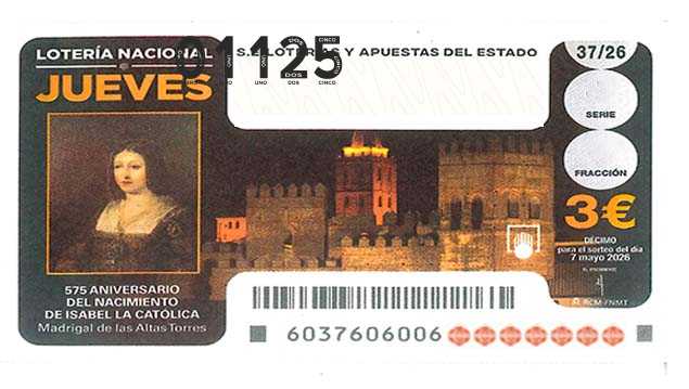 Décimo 01125 del sorteo 37-07/05/2026 Jueves