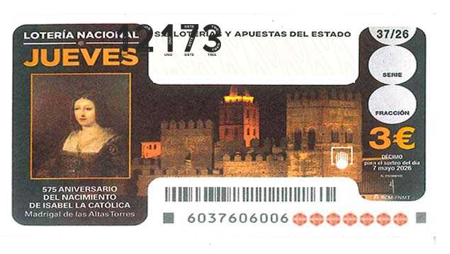 Décimo 12173 del sorteo 37-07/05/2026 Jueves