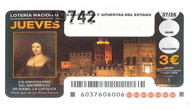 Décimo 19742 del sorteo 37-07/05/2026 Jueves