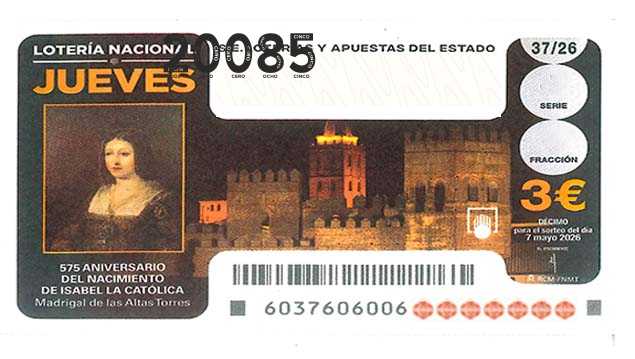 Décimo 20085 del sorteo 37-07/05/2026 Jueves