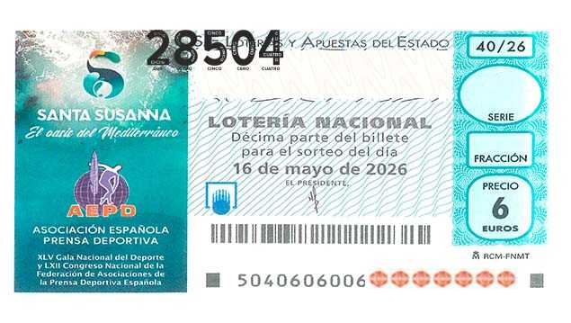 Décimo 28504 del sorteo 40-16/05/2026 Sábado