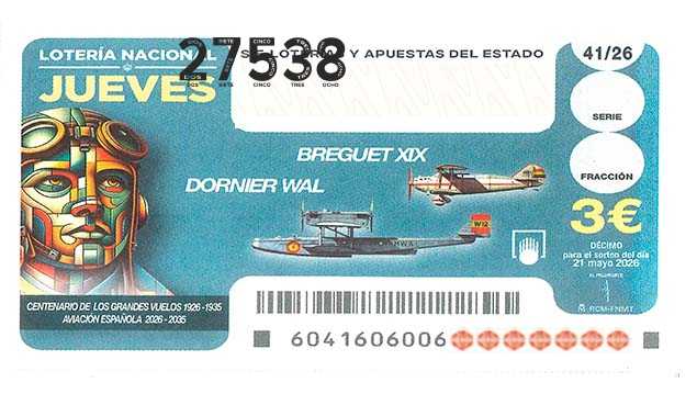 Décimo 27538 del sorteo 41-21/05/2026 Jueves