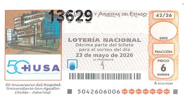 Décimo 13629 del sorteo 42-23/05/2026 Sábado