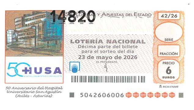 Décimo 14820 del sorteo 42-23/05/2026 Sábado
