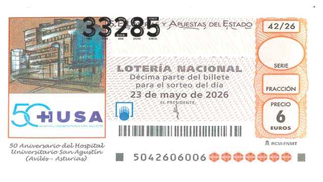 Décimo 33285 del sorteo 42-23/05/2026 Sábado