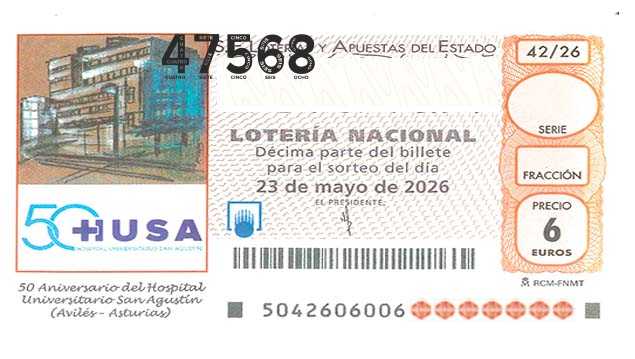 Décimo 47568 del sorteo 42-23/05/2026 Sábado