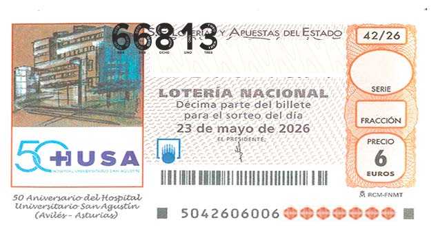 Décimo 66813 del sorteo 42-23/05/2026 Sábado