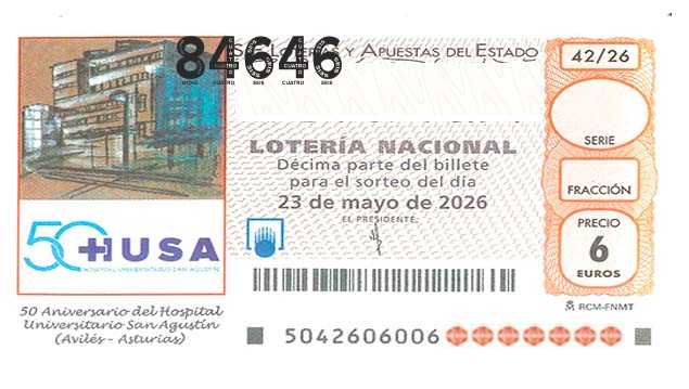 Décimo 84646 del sorteo 42-23/05/2026 Sábado