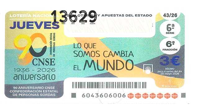 Décimo 13629 del sorteo 43-28/05/2026 Jueves
