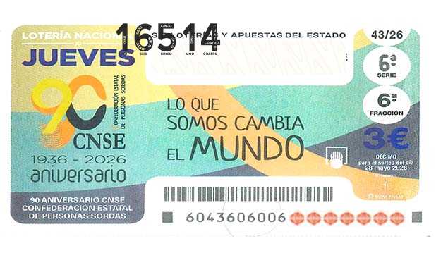 Décimo 16514 del sorteo 43-28/05/2026 Jueves