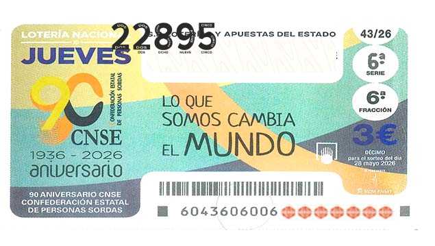 Décimo 22895 del sorteo 43-28/05/2026 Jueves