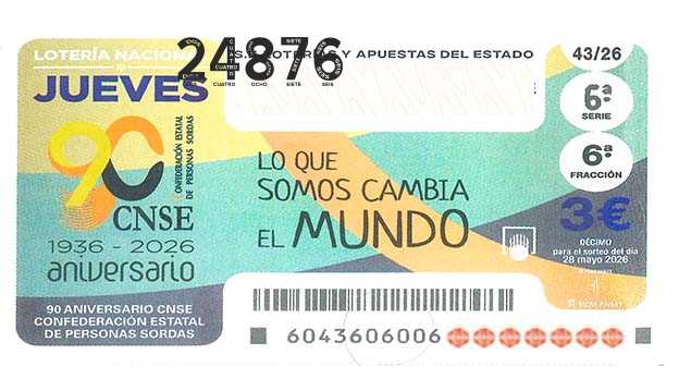 Décimo 24876 del sorteo 43-28/05/2026 Jueves