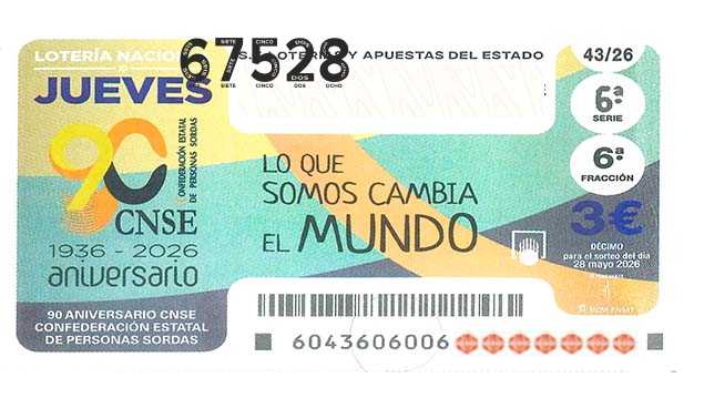 Décimo 67528 del sorteo 43-28/05/2026 Jueves