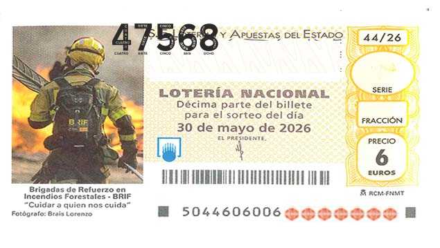 Décimo 47568 del sorteo 44-30/05/2026 Sábado