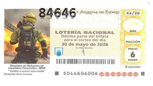 Décimo 84646 del sorteo 44-30/05/2026 Sábado