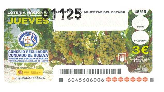 Décimo 01125 del sorteo 45-04/06/2026 Jueves