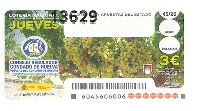 Décimo 13629 del sorteo 45-04/06/2026 Jueves
