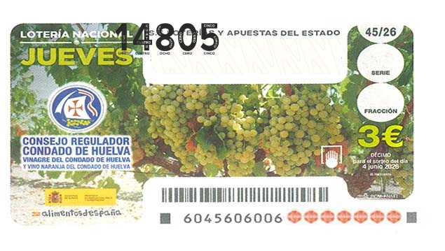 Décimo 14805 del sorteo 45-04/06/2026 Jueves