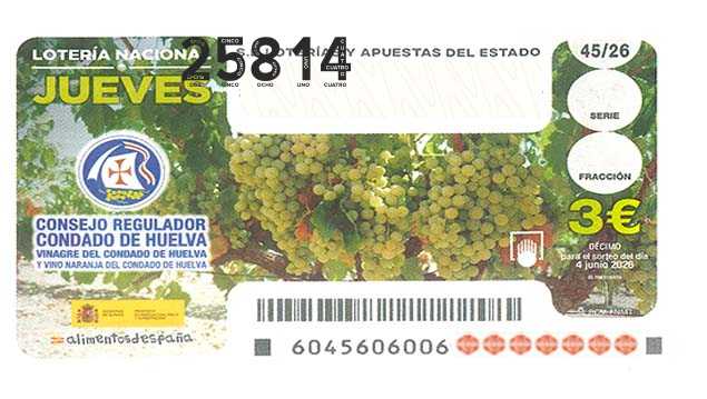 Décimo 25814 del sorteo 45-04/06/2026 Jueves