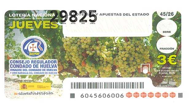 Décimo 29825 del sorteo 45-04/06/2026 Jueves
