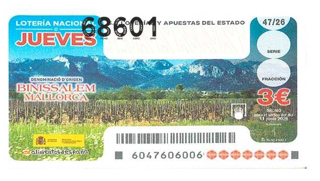 Décimo 68601 del sorteo 47-11/06/2026 Jueves