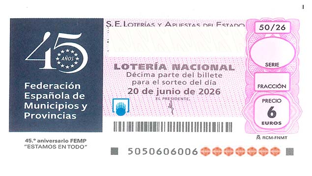 Décimo 99240 del sorteo 50-20/06/2026 Sábado