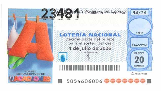 Décimo 23481 del sorteo 54-04/07/2026 Sábado