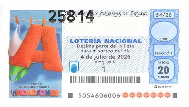 Décimo 25814 del sorteo 54-04/07/2026 Sábado