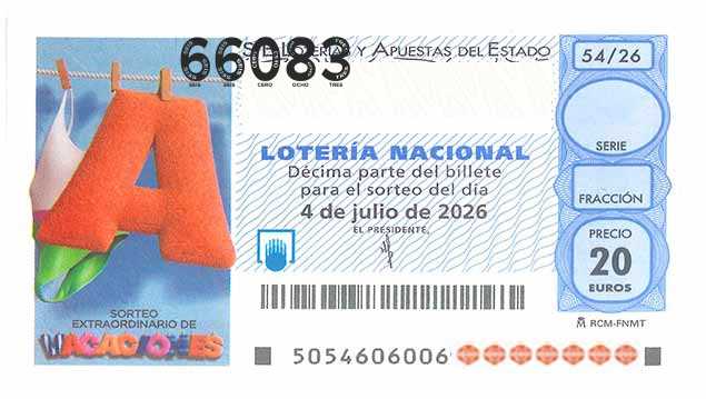 Décimo 66083 del sorteo 54-04/07/2026 Sábado