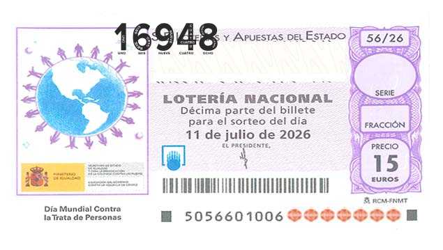 Décimo 16948 del sorteo 56-11/07/2026 Sábado