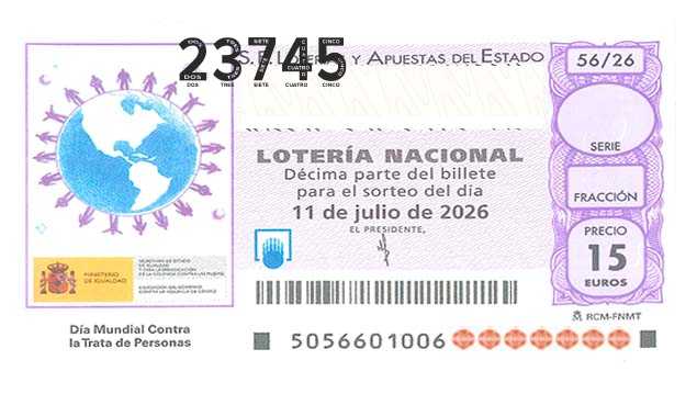 Décimo 23745 del sorteo 56-11/07/2026 Sábado