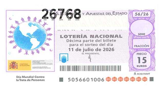 Décimo 26768 del sorteo 56-11/07/2026 Sábado
