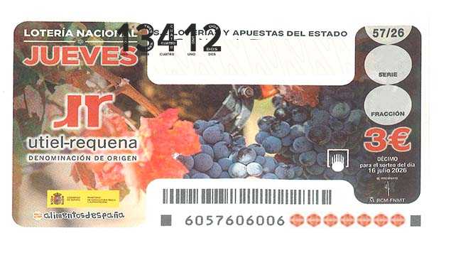 Décimo 13412 del sorteo 57-16/07/2026 Jueves